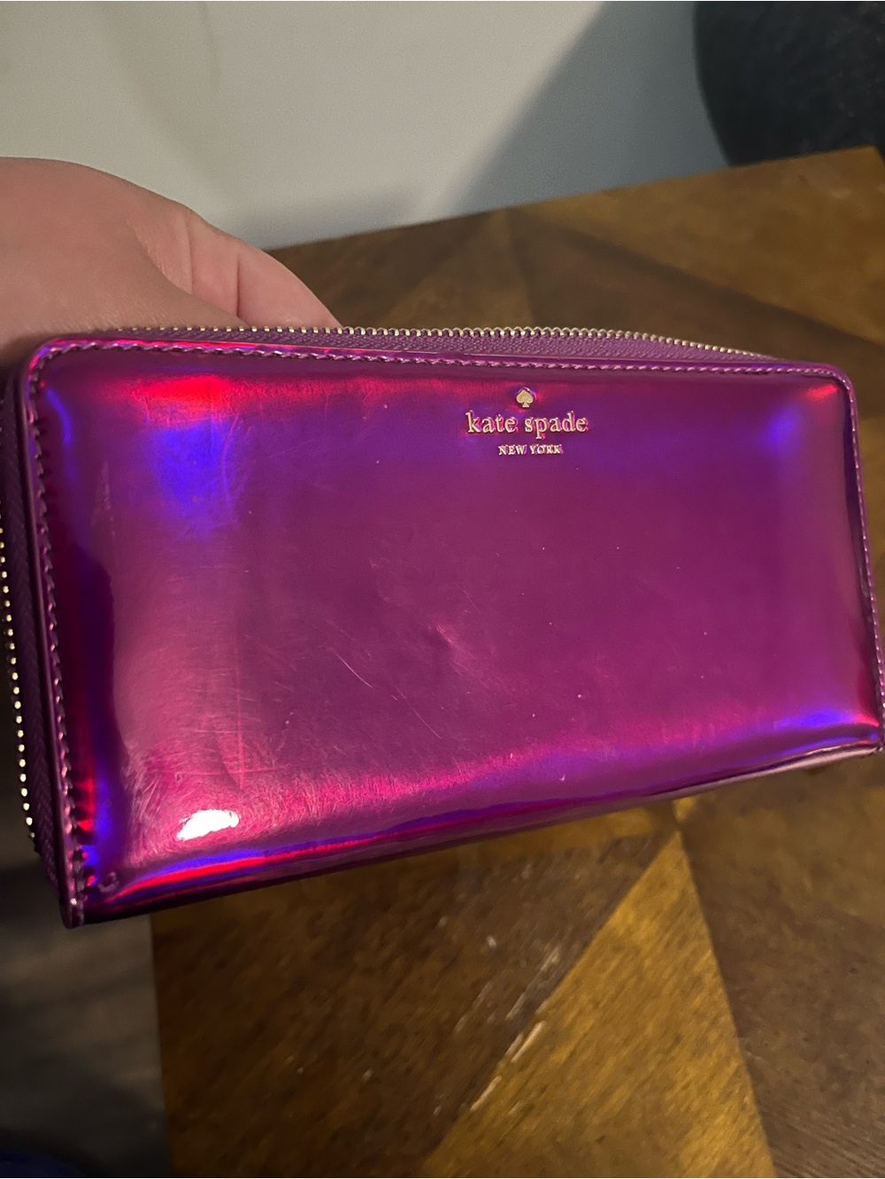 kate spade Holographic Magenta Zip-Around Wallet - Picture 8 of 11